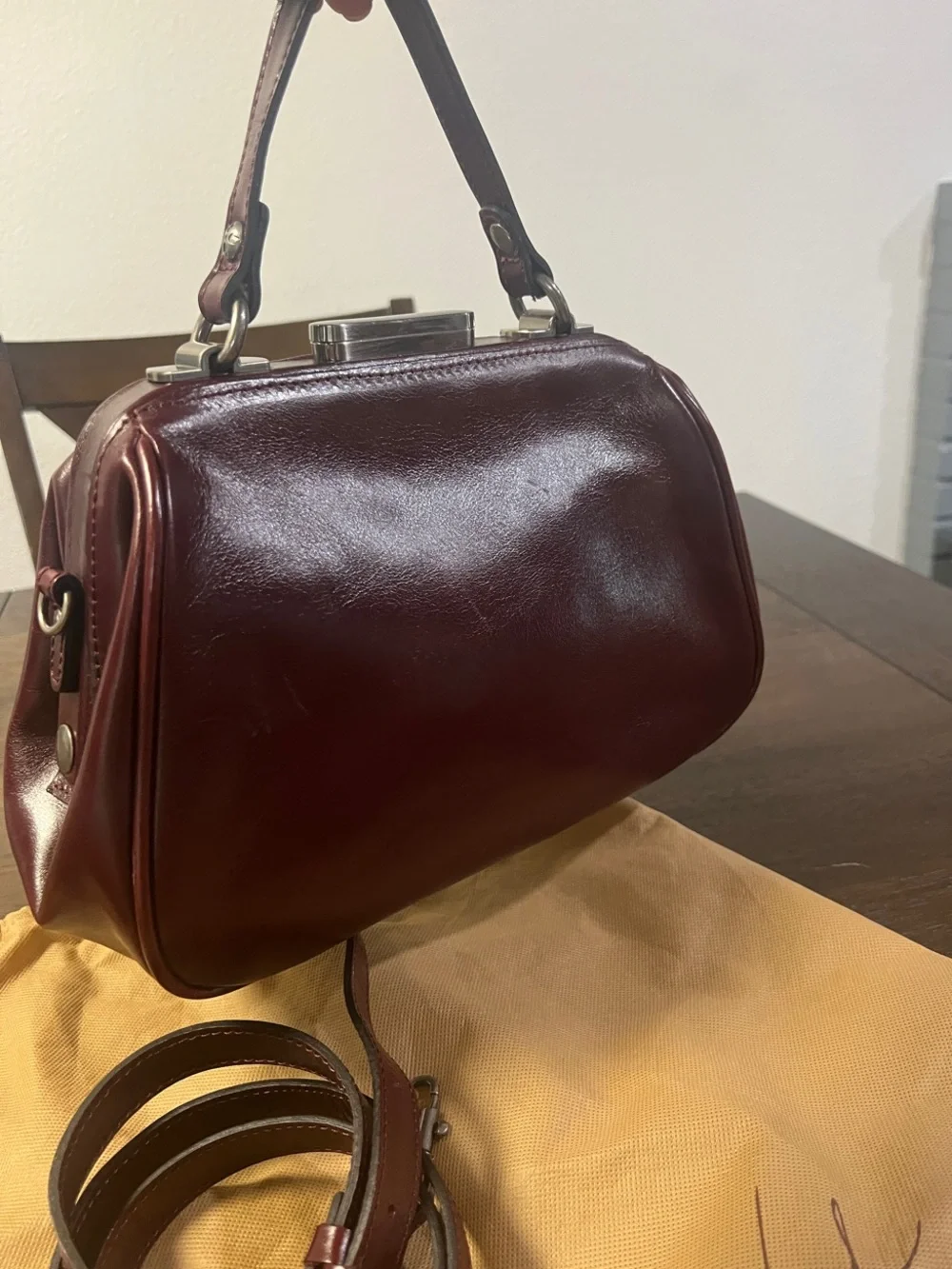 Patricia Nash Deep Burgundy Leather Top-Handle Satchel